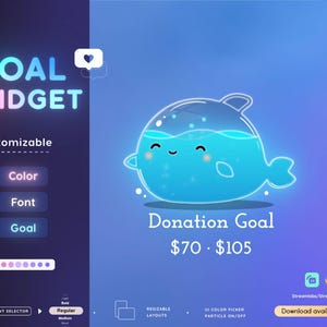 Widget de objetivo de ballena linda / Streamlabs, Streamelements