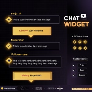 Customizable Gradient Icon Chat Widget for StreamElements (Digital Download)