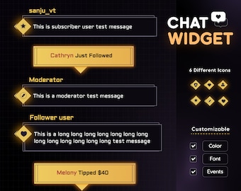 Anpassbares Farbverlauf Icon Chat Widget für StreamElements (Digitaler Download)