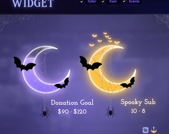 Halloween Stream Goal Widget: Spider Moon Theme - Streamlabs & Streamelements