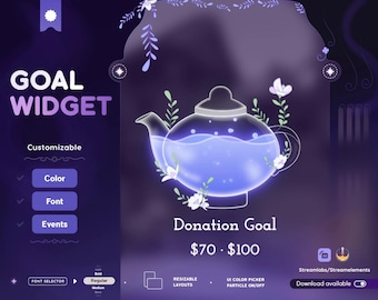 Cute Teapot Goal Widget | Customizable Stream Overlay