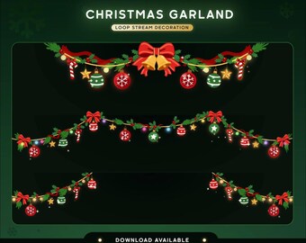 Christmas Garland Stream Overlay | Animated Christmas Decorations WebM | Twitch OBS Holiday Stream Decor | Festive Garland