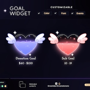 Widget de Meta com Coração Animado – Personalizável para Streamlabs e Streamelements