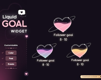 Valentine Stream Goal Widget: Customizable Glass Liquid-Filling Design and Animation (StreamElements)