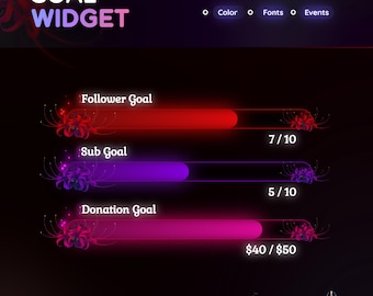 Spider Lily Goal Widget | Customizable Gradient Colors for Twitch Streamers (Streamelements)