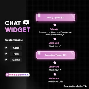 Sakura Glow Chat Widget: Customizable Pink Stream Overlay (Digital Download)