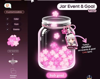 Sakura Falling Jar Goal Widget for StreamElements | Animated Twitch Sub, Follower, Donation & Bits Goal | Event with Viewer Photo