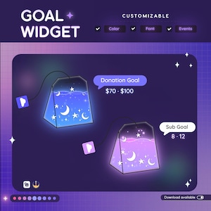 Cosmic Tea Bag Goal Widget – Customizable Star Moon Stream Overlay (Digital Download)