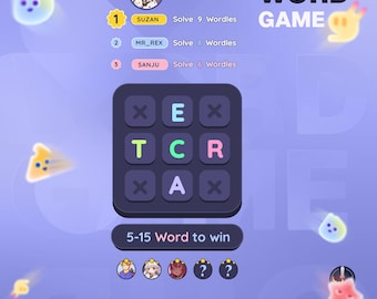 Twitch Word Game Widget | Interactive Chat Word Game for StreamElements | Animated Leaderboard & Hall of Fame | Stream Overlay