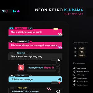K-Drama Survival Game-Neon-Retro-Chat-Widget-Streamelement-twitch-chat-widget