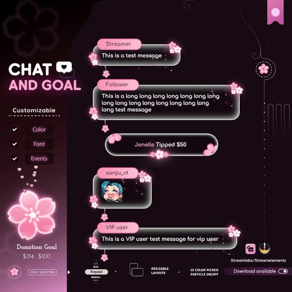 Sakura Chat Widget: Cherry Blossom Stream Overlay (Streamelements Setup Included)