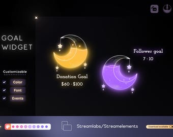 Cute Moon Glass Goal Widget – Streamlabs & StreamElements (Digital Download)