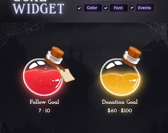 Blood Potion Bottle Liquid Filling Goal Widget | Potion Bottle Goal Widget for Twitch Streamers |Streamelements Streamlabs OBS