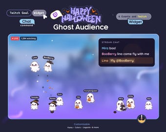 Ghost Party Twitch Widget, Animated Halloween Stream Overlay, Cute Ghost Crowd for Follows Subs Raids, StreamElements OBS Alert
