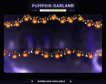 Halloween Pumpkin Garland Stream Overlay | Animated Pumpkin Decorations WebM | Twitch OBS Overlay |
