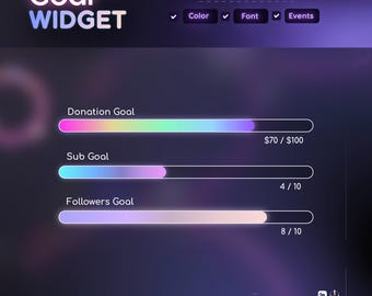 Rainbow Slider Goal Widget | Customizable Gradient Colors Goal Bars for Twitch Streamers | Streamelements OBS