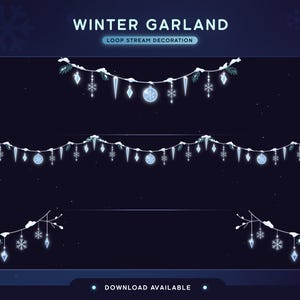 Frostlight Winter Garland | Animated Snowflake Twitch Overlay | Winter Stream Decoration | Snowfall Garland