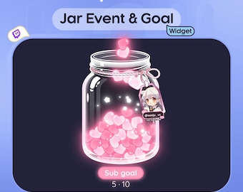 Animated Heart Falling Jar Goal Widget for Twitch | Sub, Follower, Donation Alerts (Digital Download)
