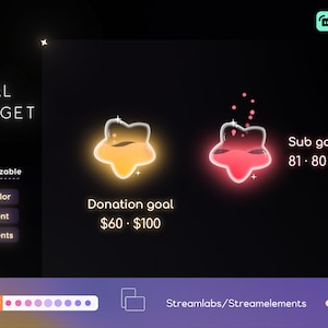 Twitch Glass Star Goal Widget | Cute Glas Star Widget | Animated Liquid Goal Widget | Fully Customizable For Streamelements and OBS