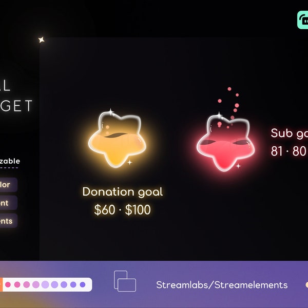 Twitch Glass Star Goal Widget | Cute Glas Star Widget | Animated Liquid Goal Widget | Fully Customizable For Streamelements and OBS