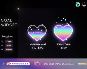 Rainbow Liquid Heart Goal Widget for Twitch - Streamlabs & Streamelements