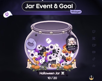 Halloween Cauldron Falling Objects Goal Widget for Twitch Kick YouTube TikTok | Sub Follower Tip Bits Goal + Live Event Alert Tag