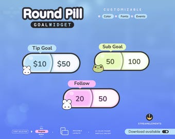 Round Pill Goal Widget For Twitch - Streamelements | OBS