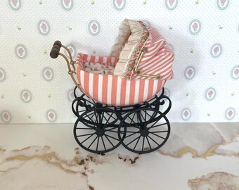 Heidi Ott Miniature Dollhouse Decor Replica Victorian Pram Switzerland Made Black Gold Black Lace Trim Cushion Pillows Collectible Hobby Art Etsy