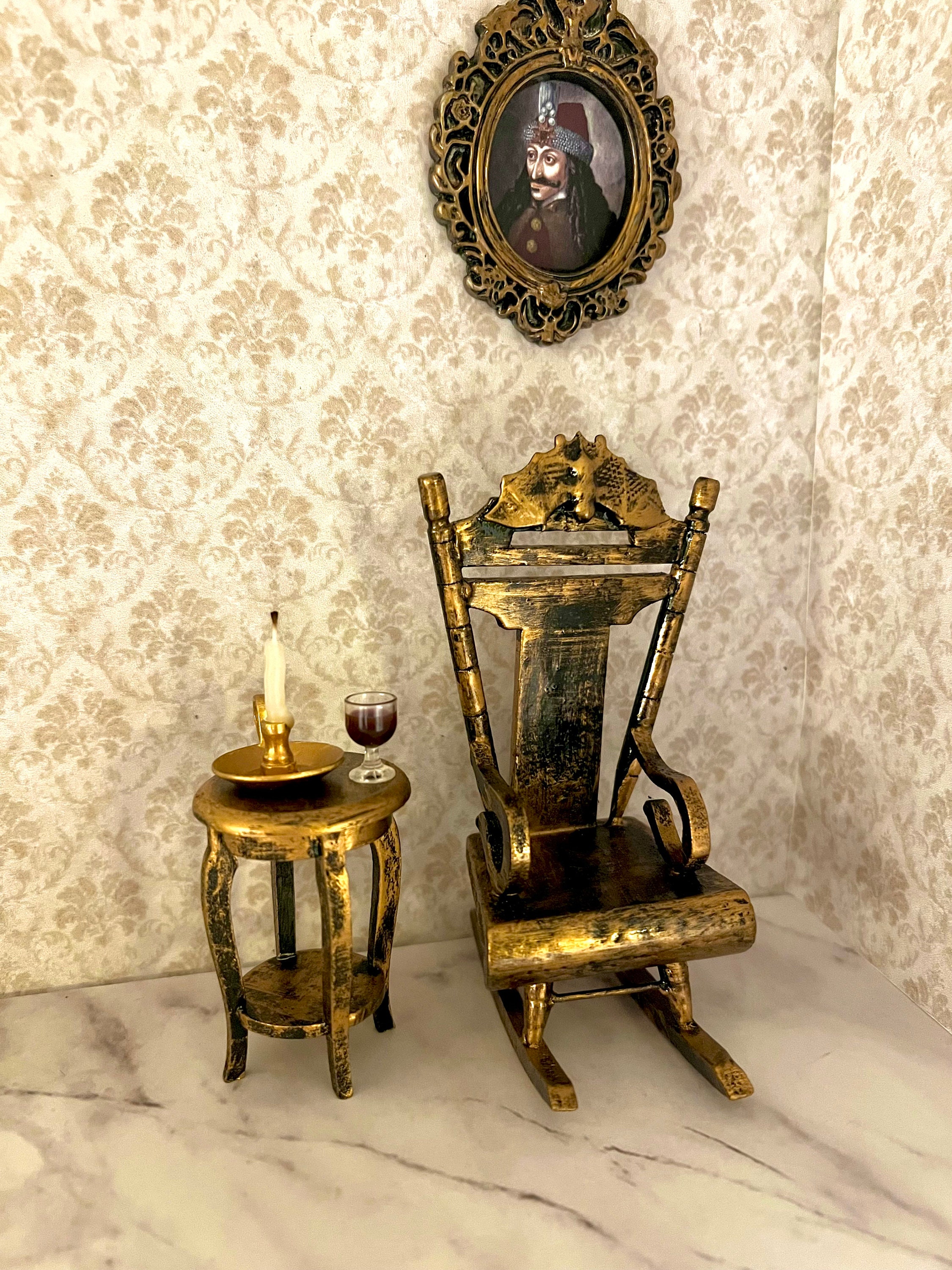Dollhouse Gothic/dracula/magic Halloween Shabby Chic Gold Black Rocking ...