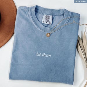Embroidered mental health tee in blue jean