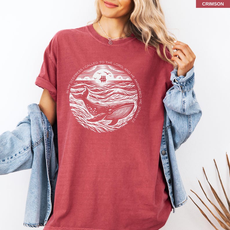 Christian aesthetic tee in crimson red