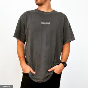 Blessed believer shirt in pepper grey is the ultimate Christian aesthetic