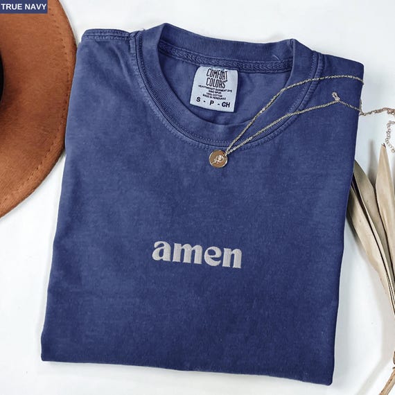 Embroidered Christian Shirt | Amen Bible Prayer Tee | Comfort Color Christianity T-Shirt | Minimalistic Subtle Christian Gift | Jesus Merch