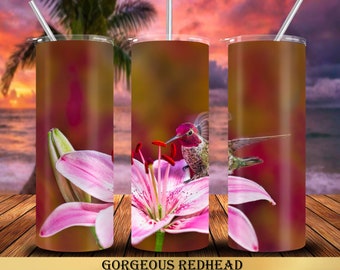 Hummingbird 20 oz Tumbler Wrap Sublimation Designs, Straight & Tapered, Instant Download PNG, 30 oz Design Also Included