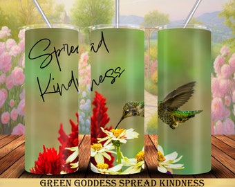 Hummingbird 20 oz Tumbler Wrap Sublimation Designs, Straight & Tapered, Instant Download PNG, 30 oz Design Also Included, Spread Kindness