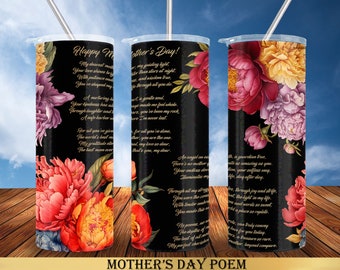 Mother's Day Designs for 20 oz & 30 oz Tumblers | PNG Instant Download | Straight or Tapered Tumbler Wrap | Mother's Day Poem and Flowers