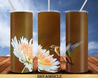 Hummingbird 20 oz Tumbler Wrap Sublimation Designs, Straight & Tapered, Instant Download PNG, 30 oz Design Also Included