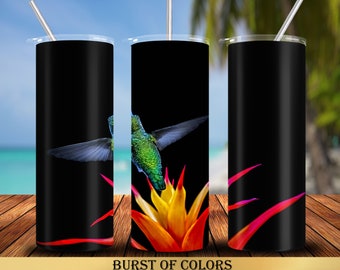 Hummingbird 20 oz Tumbler Wrap Sublimation Designs, Straight & Tapered, Instant Download PNG, 30 oz Design Also Included