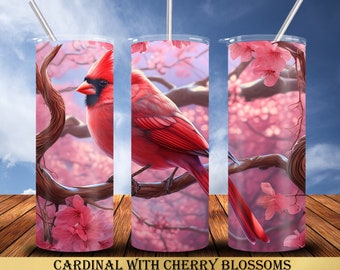 Cardinal 20 oz Tumbler Wrap Sublimation Designs, Straight & Tapered, Instant Download PNG, 30 oz Design Also Included