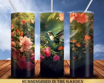 Hummingbird 20 oz Tumbler Wrap Sublimation Designs, Straight & Tapered, Instant Download PNG, 30 oz Design Also Included