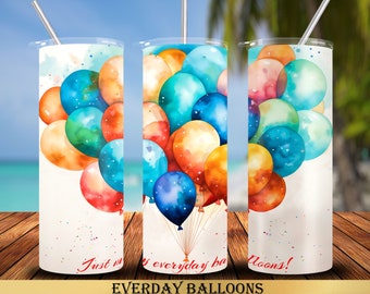Balloons 20 oz Tumbler Wrap Sublimation Designs, Straight & Tapered, Instant Download PNG, 30 oz Design Also Included