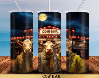 Cow Bar 20 oz Tumbler Wrap Sublimation Designs, Straight & Tapered, Instant Download PNG, 30 oz Design Also Included