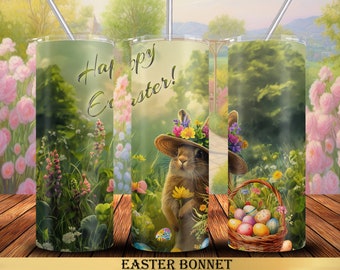 Easter Bunny 20 oz Tumbler Wrap Sublimation Designs, Straight & Tapered, Instant Download PNG, 30 oz Design Also Included