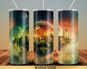 World View 20 oz Tumbler Wrap Sublimation Designs, Straight & Tapered, Instant Download, PNG, 30 oz Design Also, By JustUsBirds