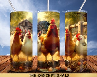 Chicken 20 oz Tumbler Wrap Sublimation Designs, Straight & Tapered, Instant Download PNG, 30 oz Design Also Included