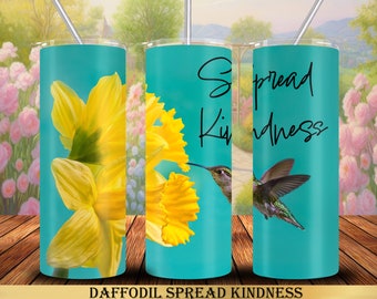 Hummingbird 20 oz Tumbler Wrap Sublimation Designs, Straight & Tapered, Instant Download PNG, 30 oz Design Also Included, Spread Kindness