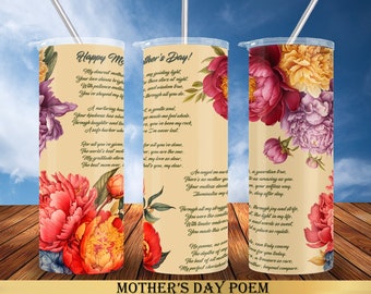 Mother's Day Designs for 20 oz & 30 oz Tumblers | PNG Instant Download | Straight or Tapered Tumbler Wrap | Mother's Day Poem and Flowers