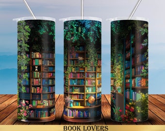 Book Lover 20 oz Tumbler Wrap Sublimation Designs, Straight & Tapered, Instant Download PNG, 30 oz Design Also, By JustUsBirds