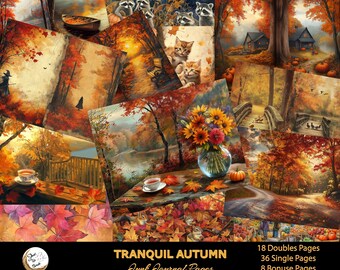 Autumn Journal Pages: Rustic Fall Scrapbook Paper (Digital Download)