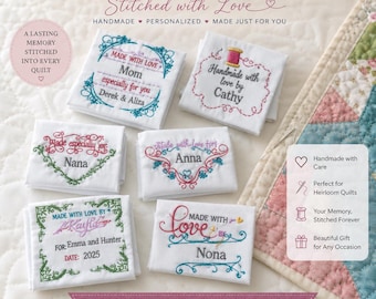Custom Embroidered Quilt Label | Sew-On Cotton Patch